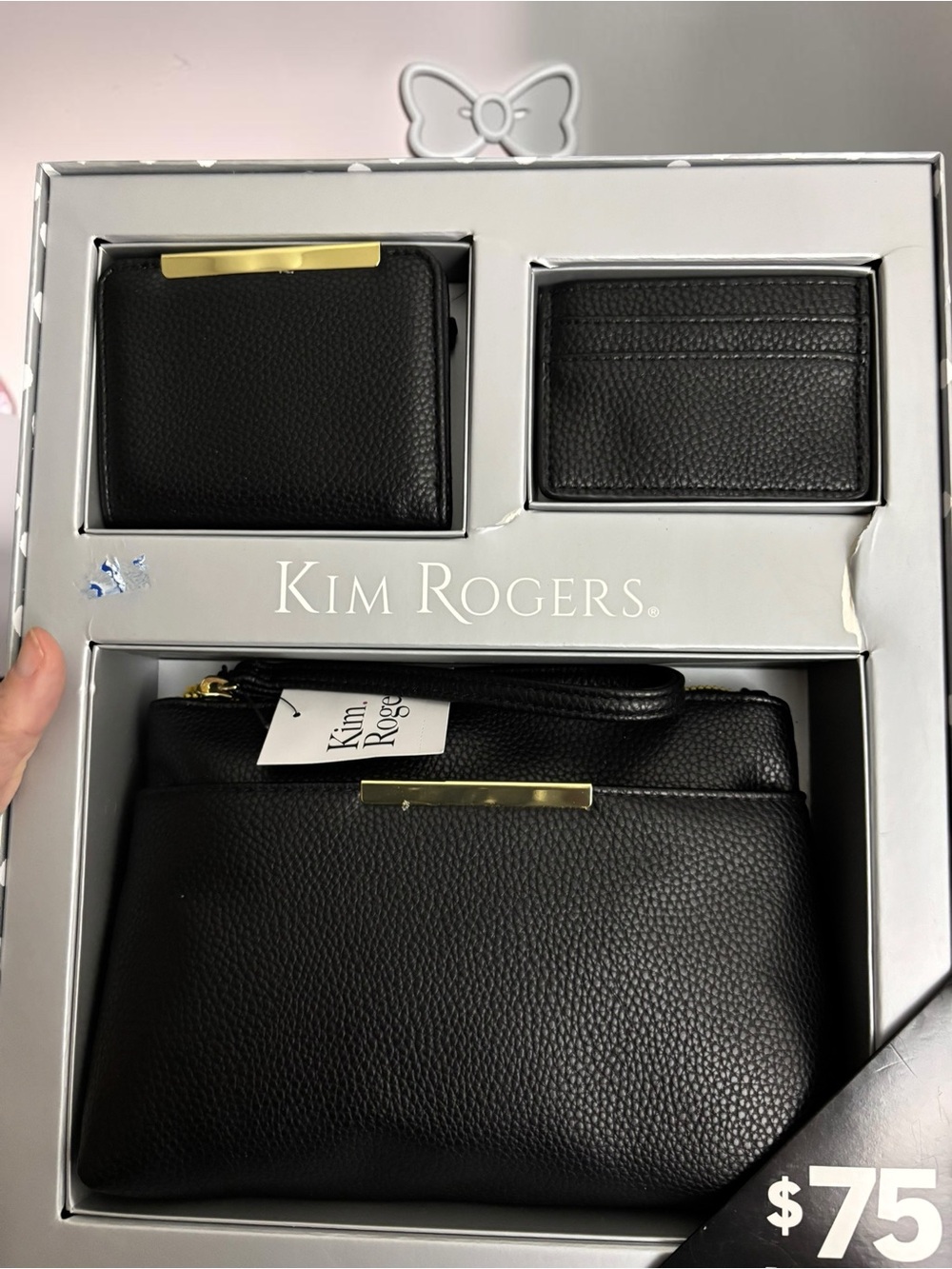 NWT Kim Rogers Black 3 Pc Wristlet Wallet Card Holder Gift Set $75 Value - Picture 2 of 3